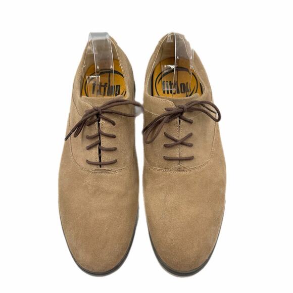 FitFlop Lewis Men’s 9 Beige Tan Suede Leather Lace Up Comfort Casual Oxford Shoe main image 8
